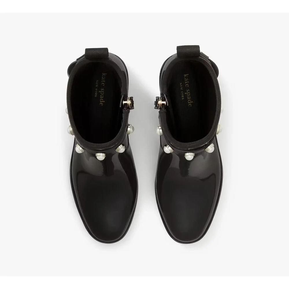Kate Spade® (Women's 9) Puddle Pearls™ Rain Booties‎ in Black - $200